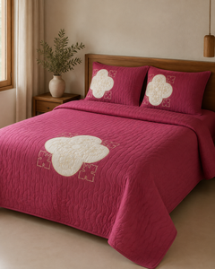 Wine Rose Clover China Cotton Bedspread Set – 3 Piece – lifestyle hero